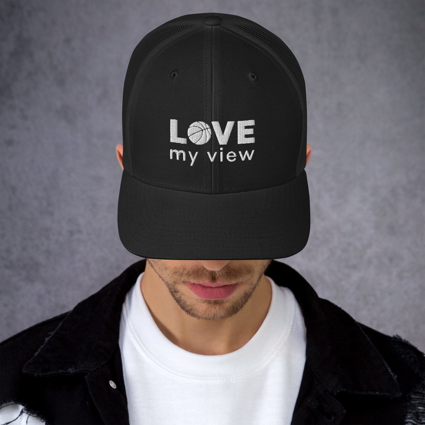 Trucker Hat—Basketball (white embroidery)