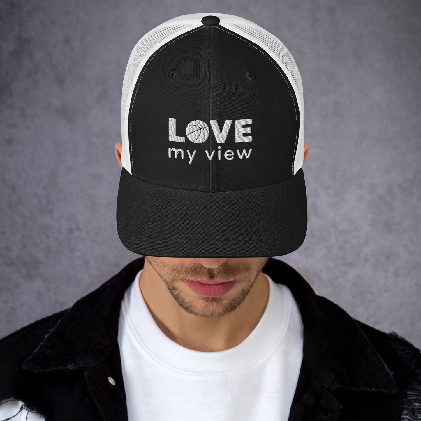 Trucker Hat—Basketball (white embroidery)