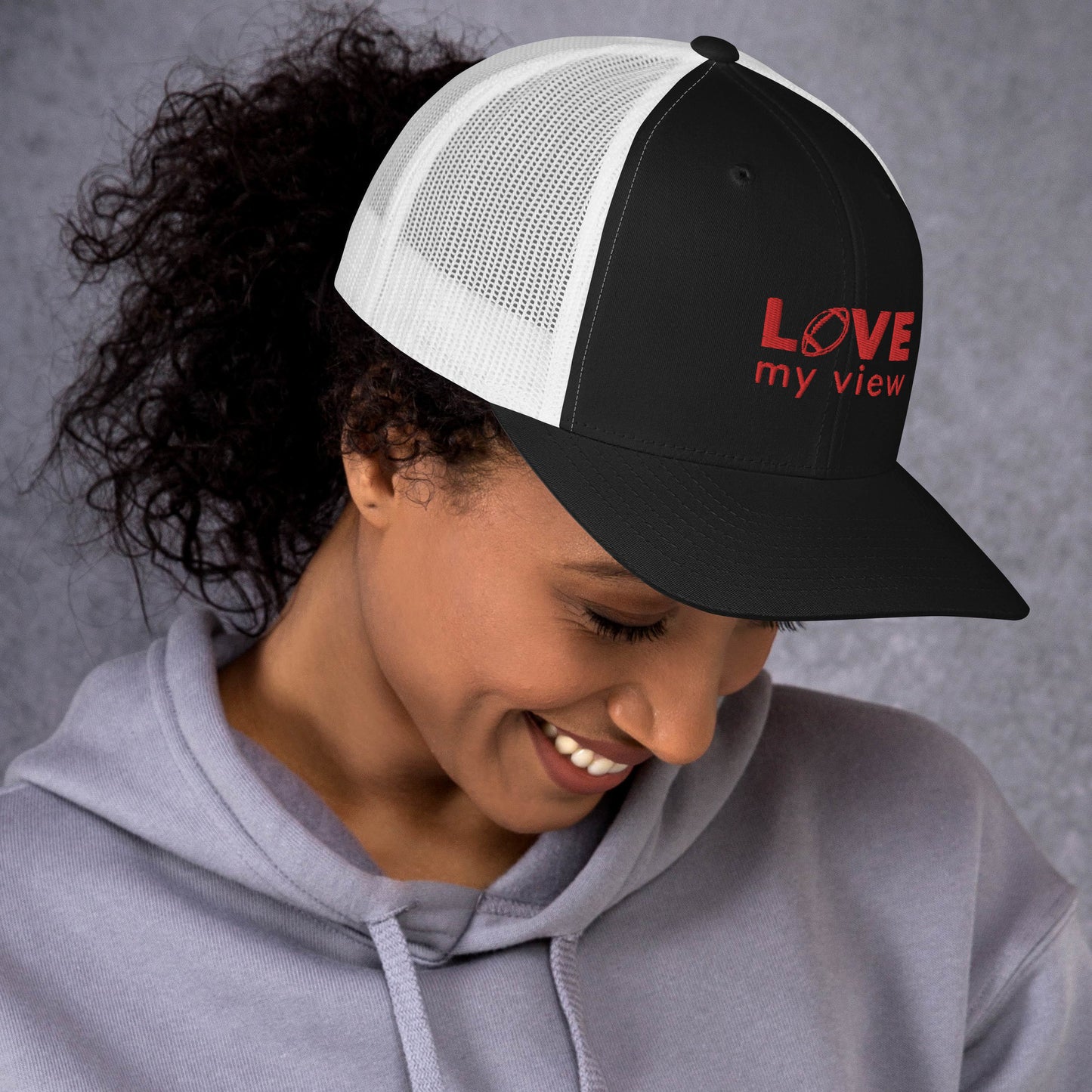 Football Trucker Hat (with RED embroidery)
