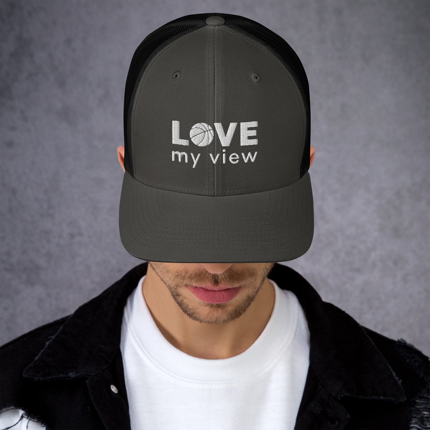 Trucker Hat—Basketball (white embroidery)