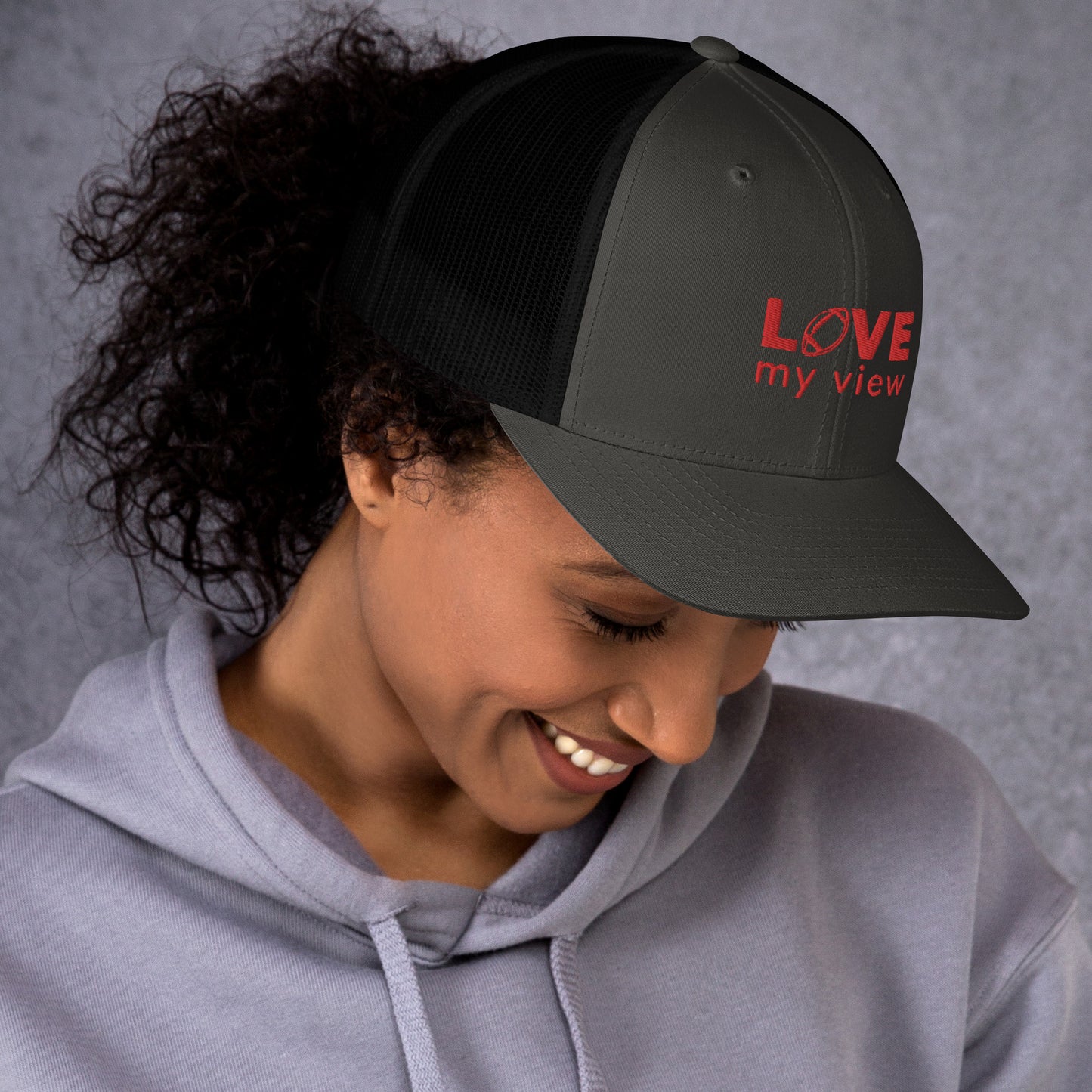 Football Trucker Hat (with RED embroidery)